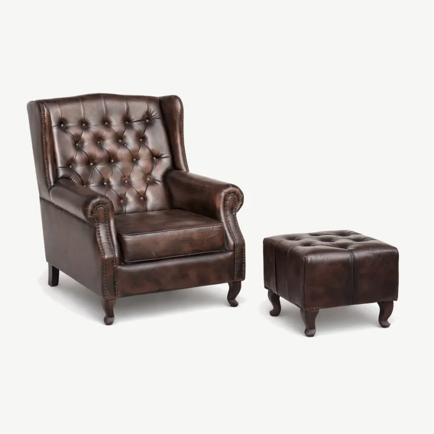 Leather wing chair