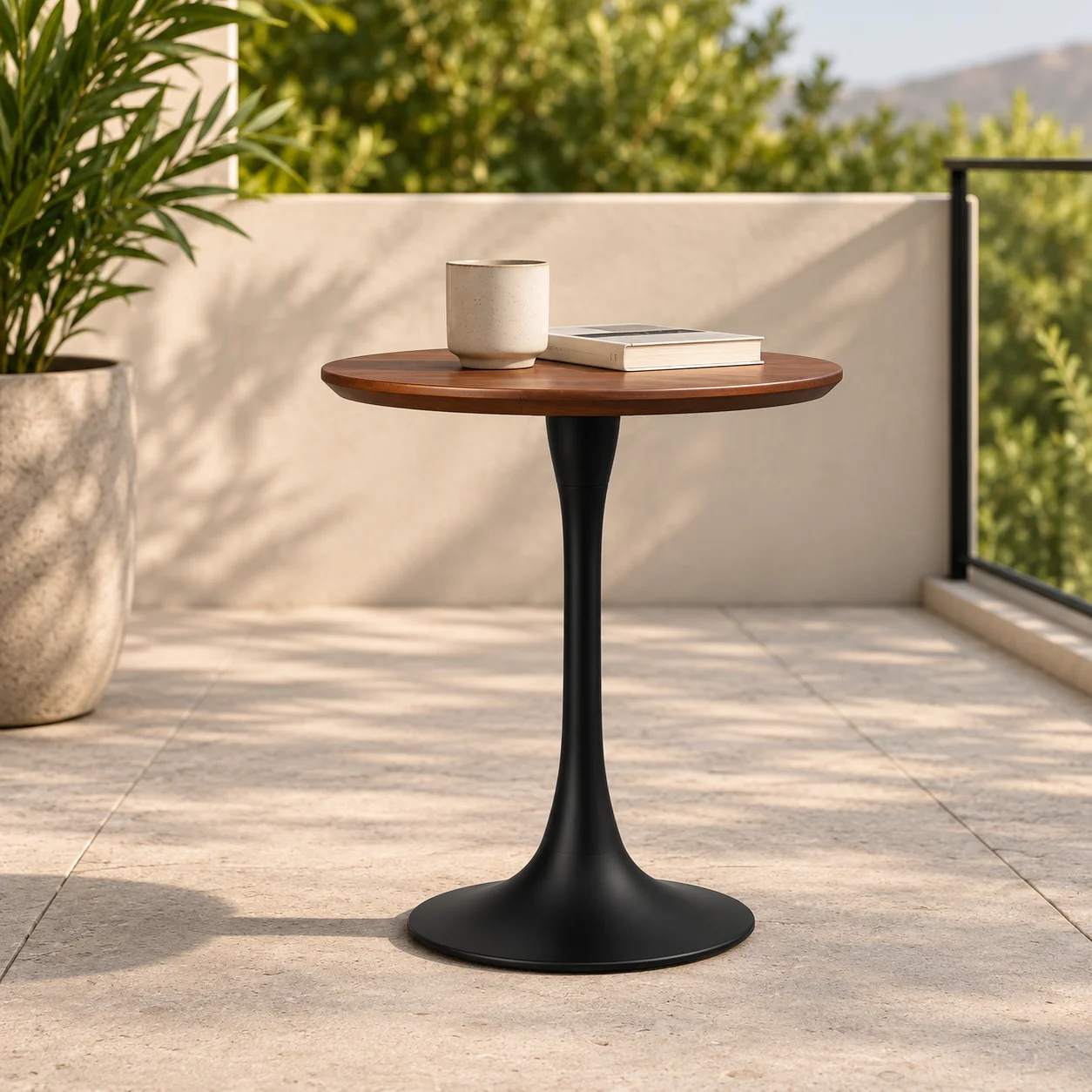 Zaioraa orion round black metal side table