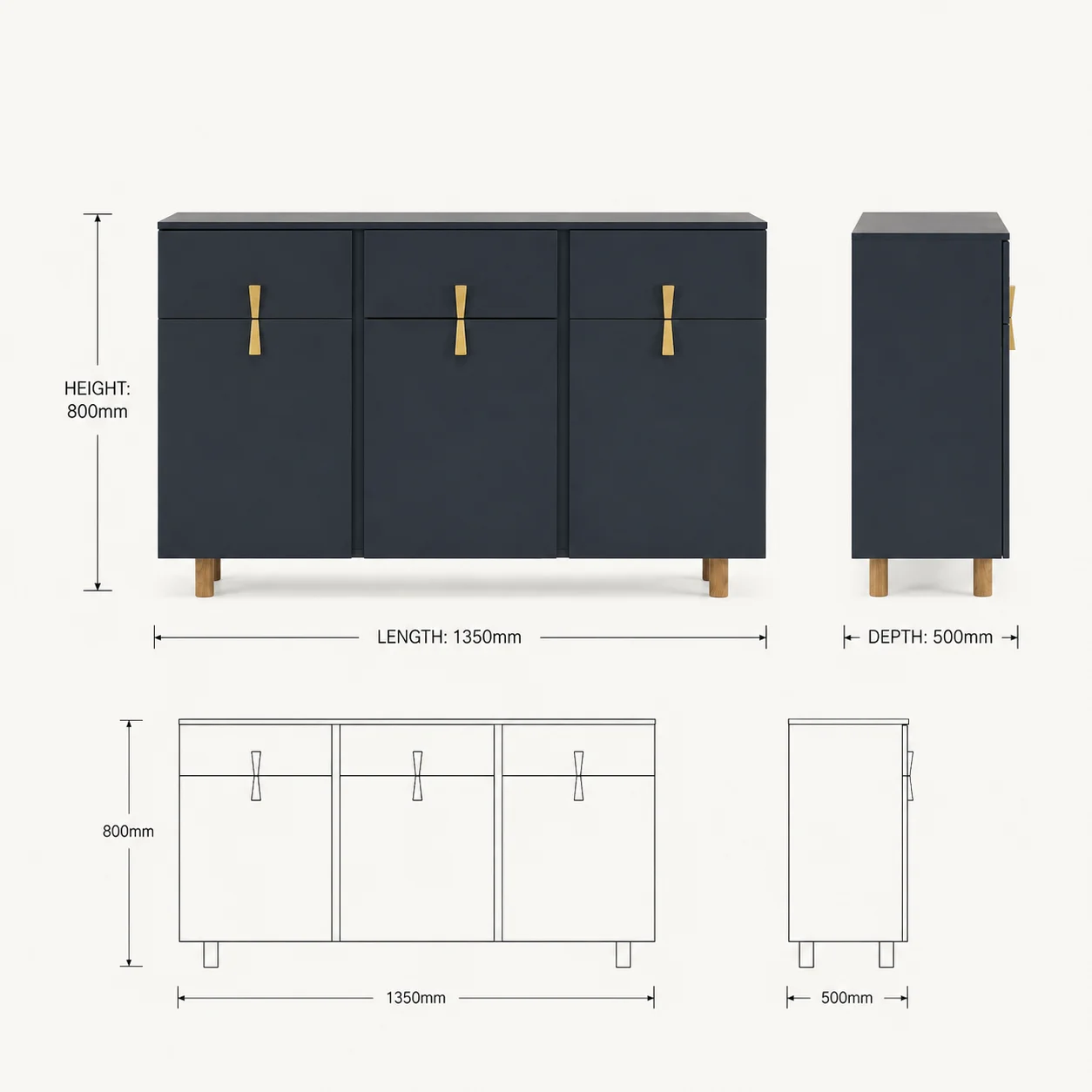 Zaioraa nova indigo sideboard