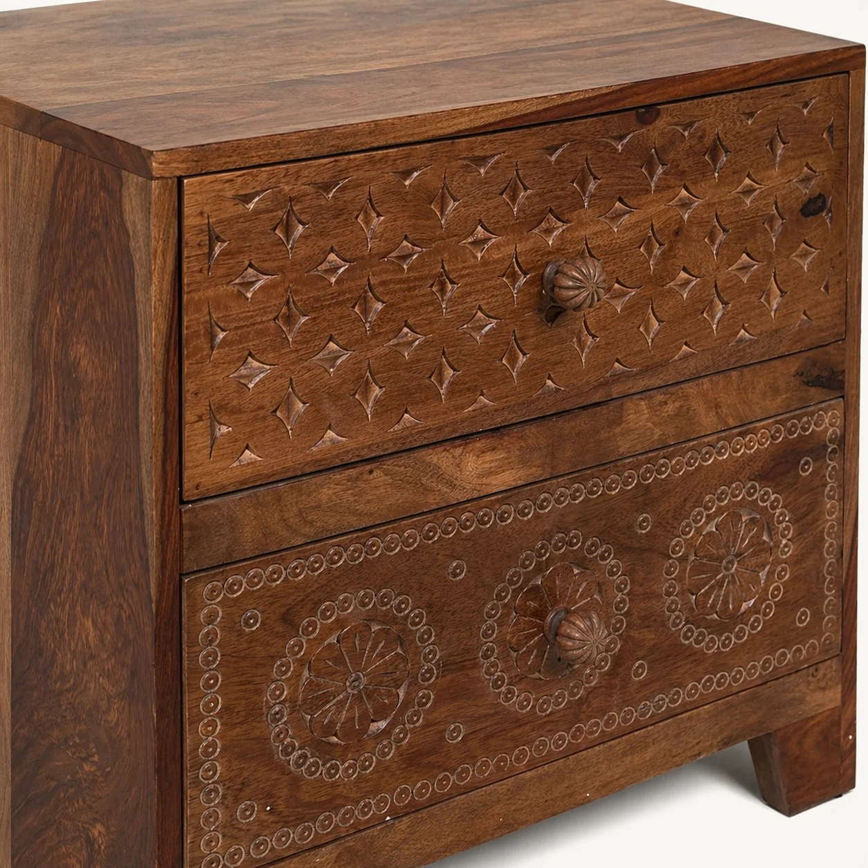 Zaioraa valincia walnut brown sheesham wood nightstand