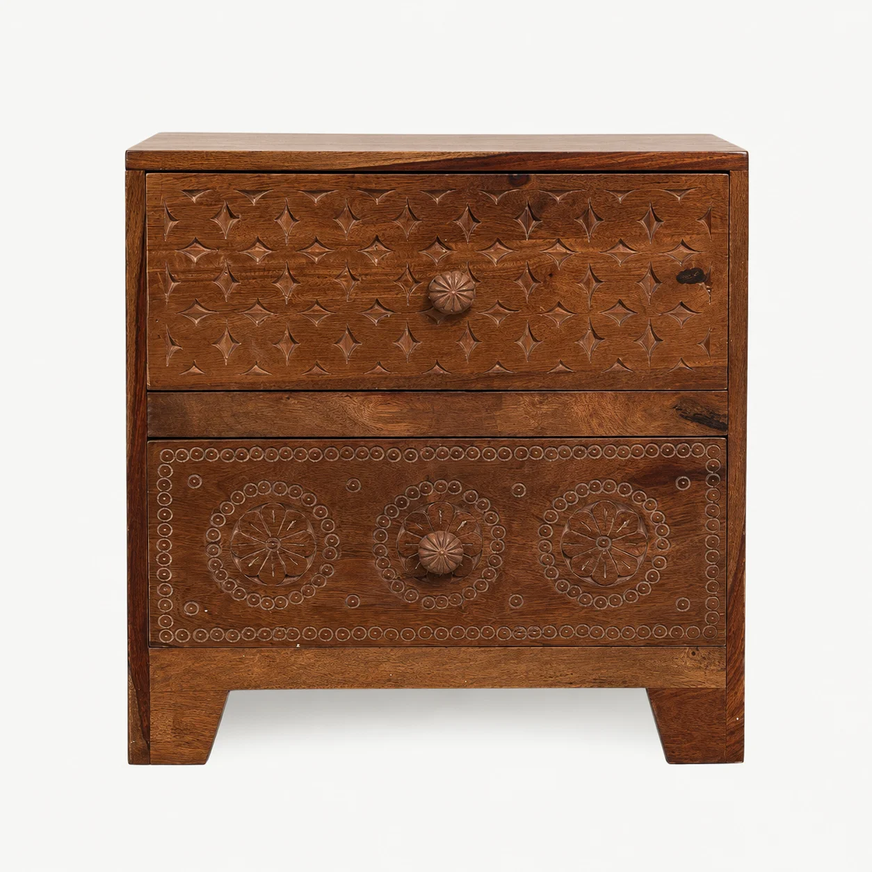 Zaioraa valincia walnut brown sheesham wood nightstand