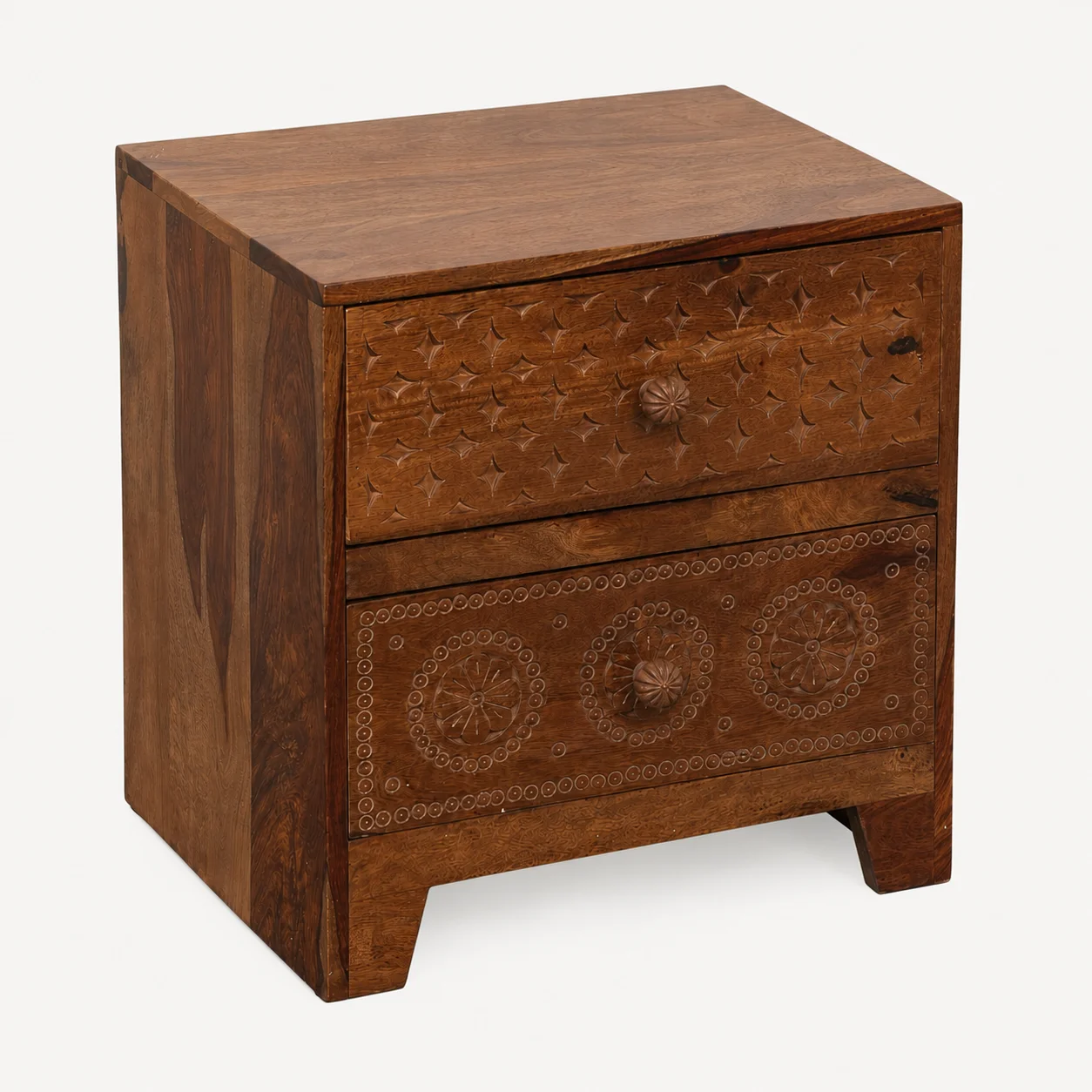 Zaioraa valincia walnut brown sheesham wood nightstand