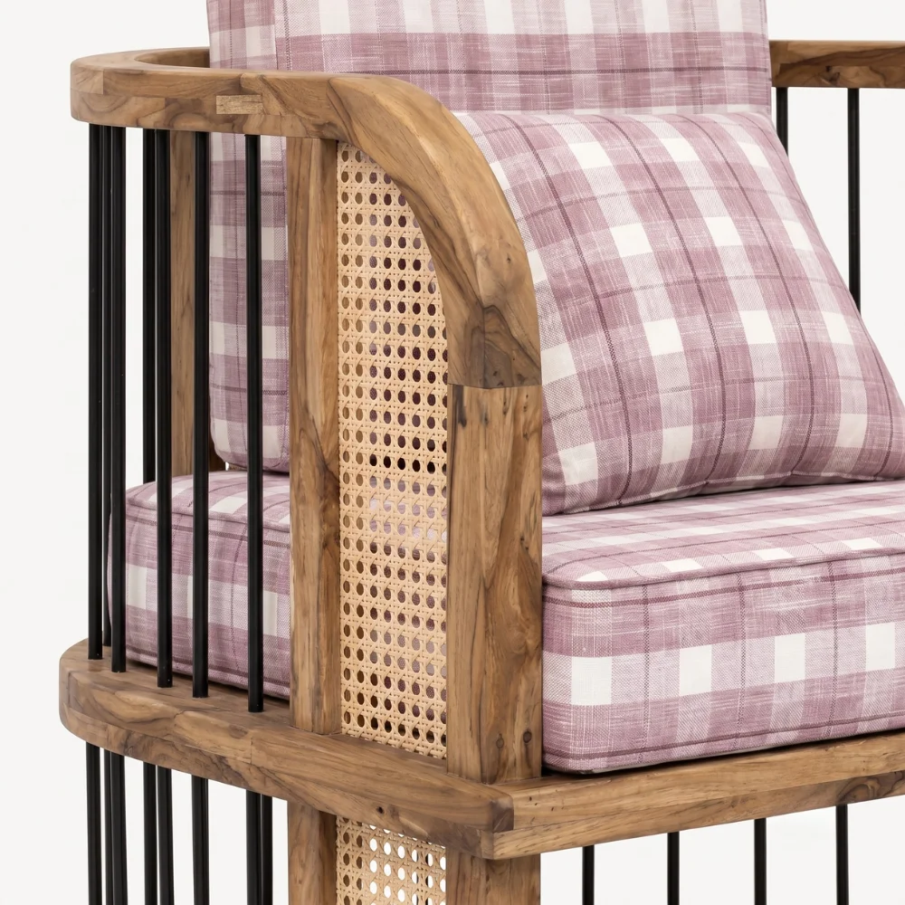 Zaioraa zebrano natural cane sheesham wood outdoor chair