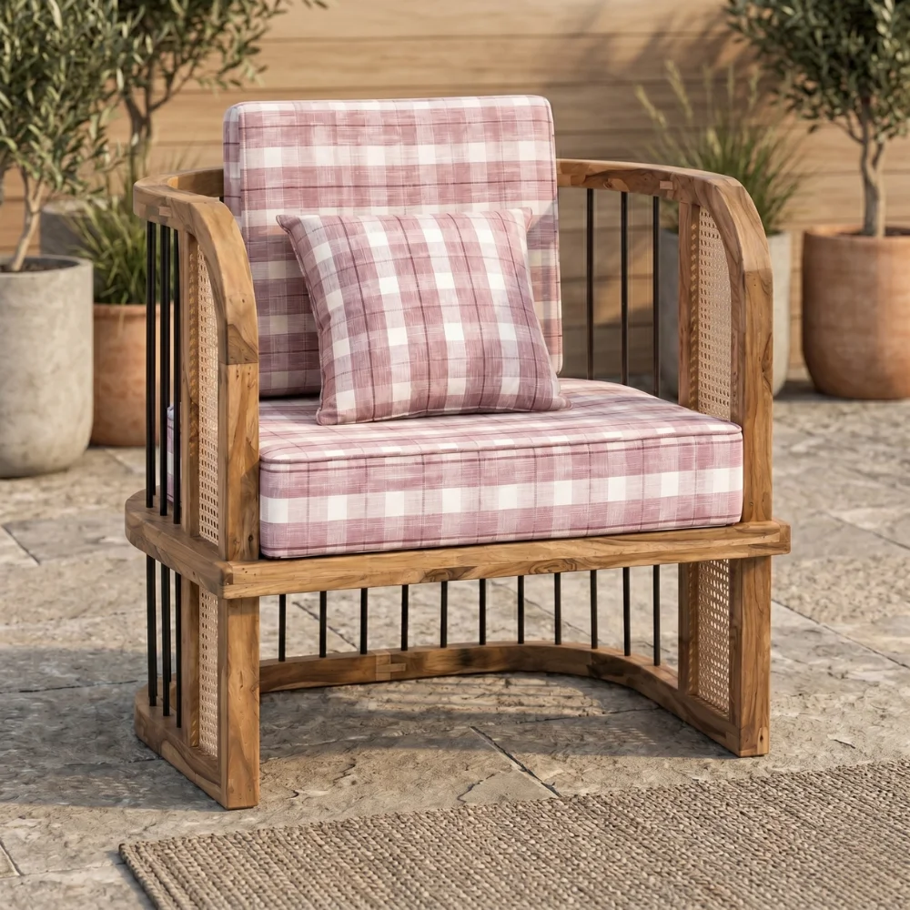 Zaioraa zebrano natural cane sheesham wood outdoor chair