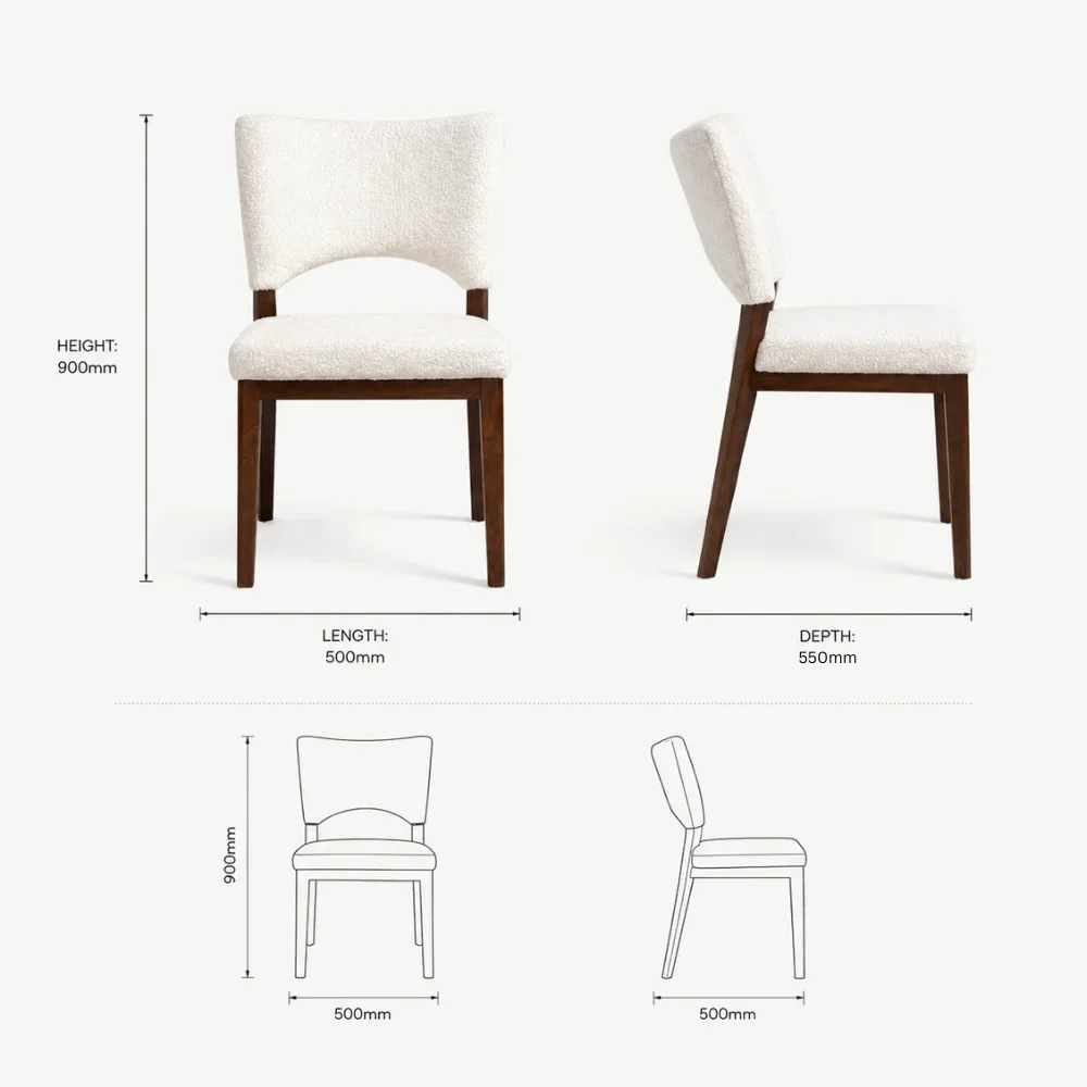 Zaioraa milano white fabric acacia wood accent chair