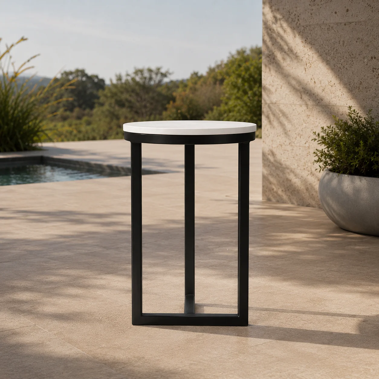 Zaioraa orion round black metal side table