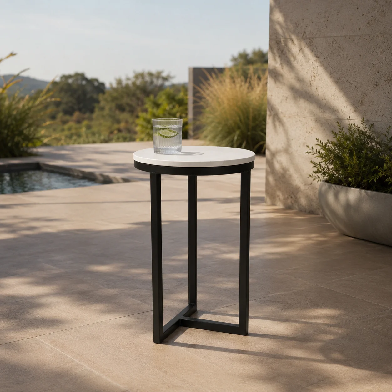 Zaioraa orion round black metal side table