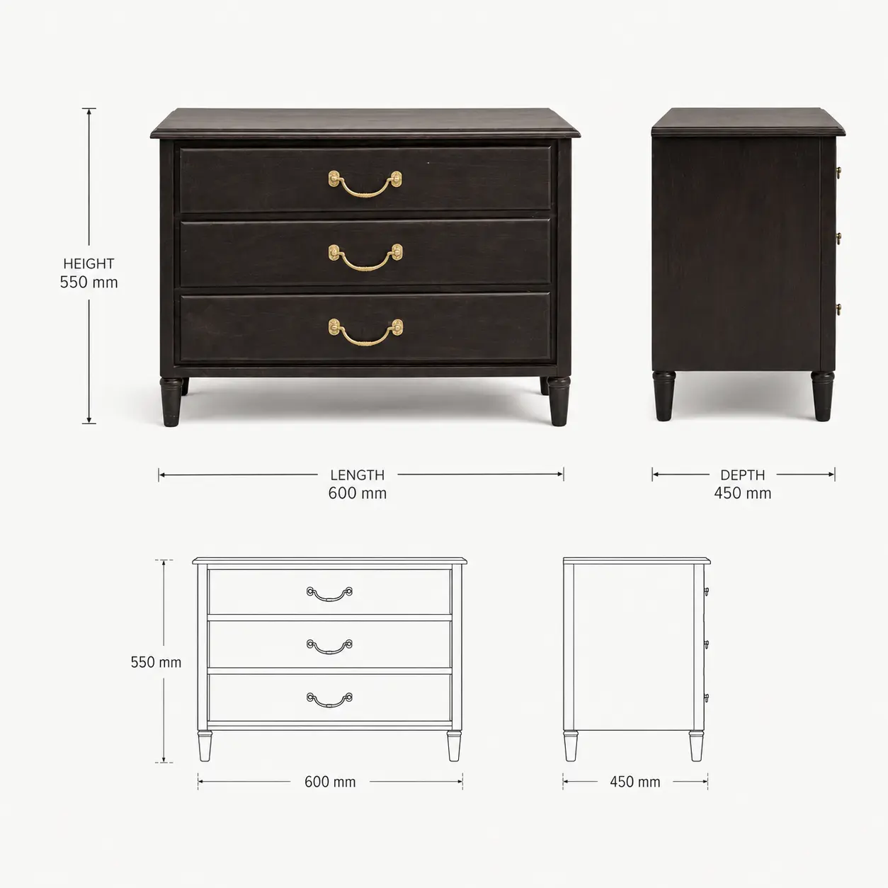Zaioraa orion espresso brown acacia wood nightstand