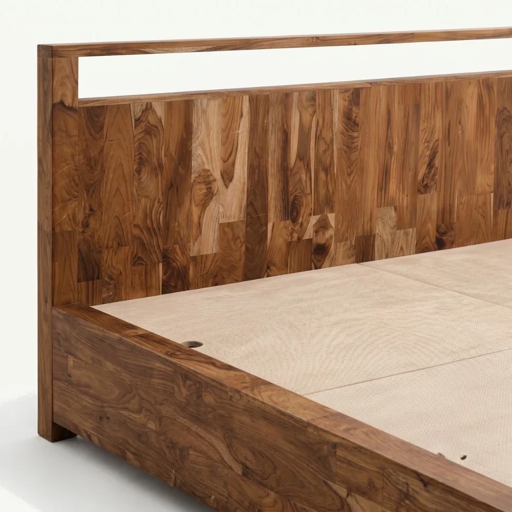 Zaioraa zebrano natural teak wooden bed