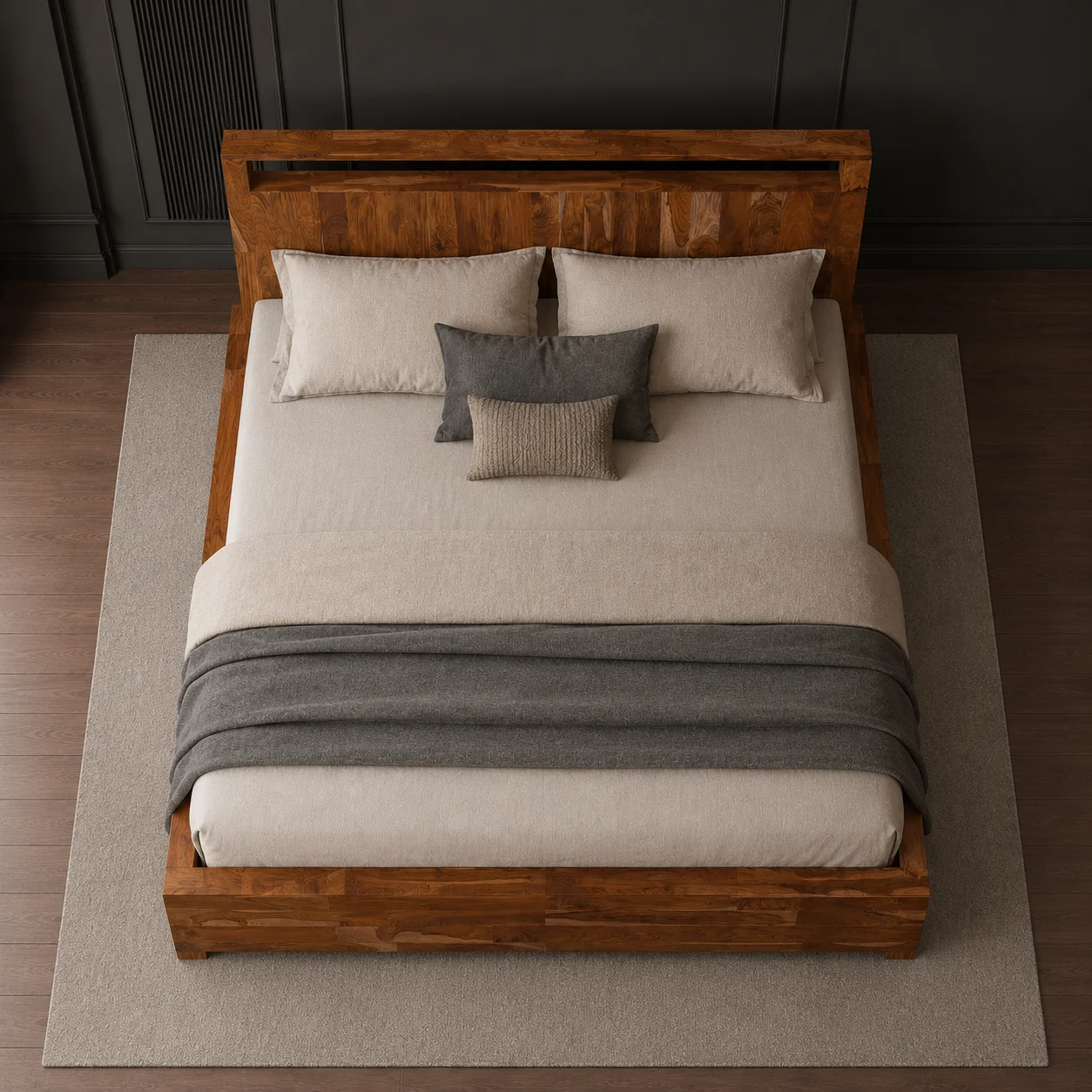 Zaioraa zebrano natural teak wooden bed