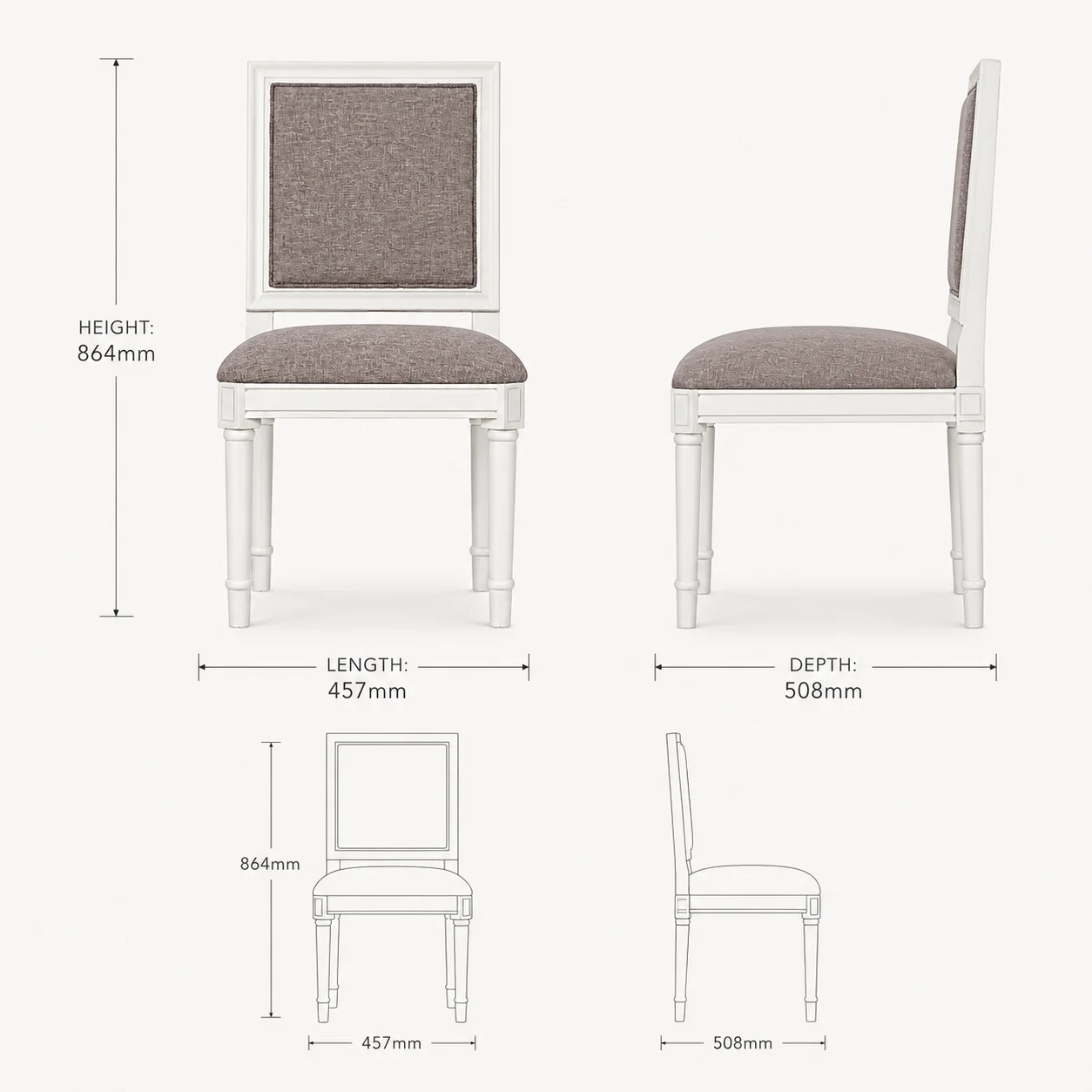 Zaioraa milano white fabric mango wood accent chair