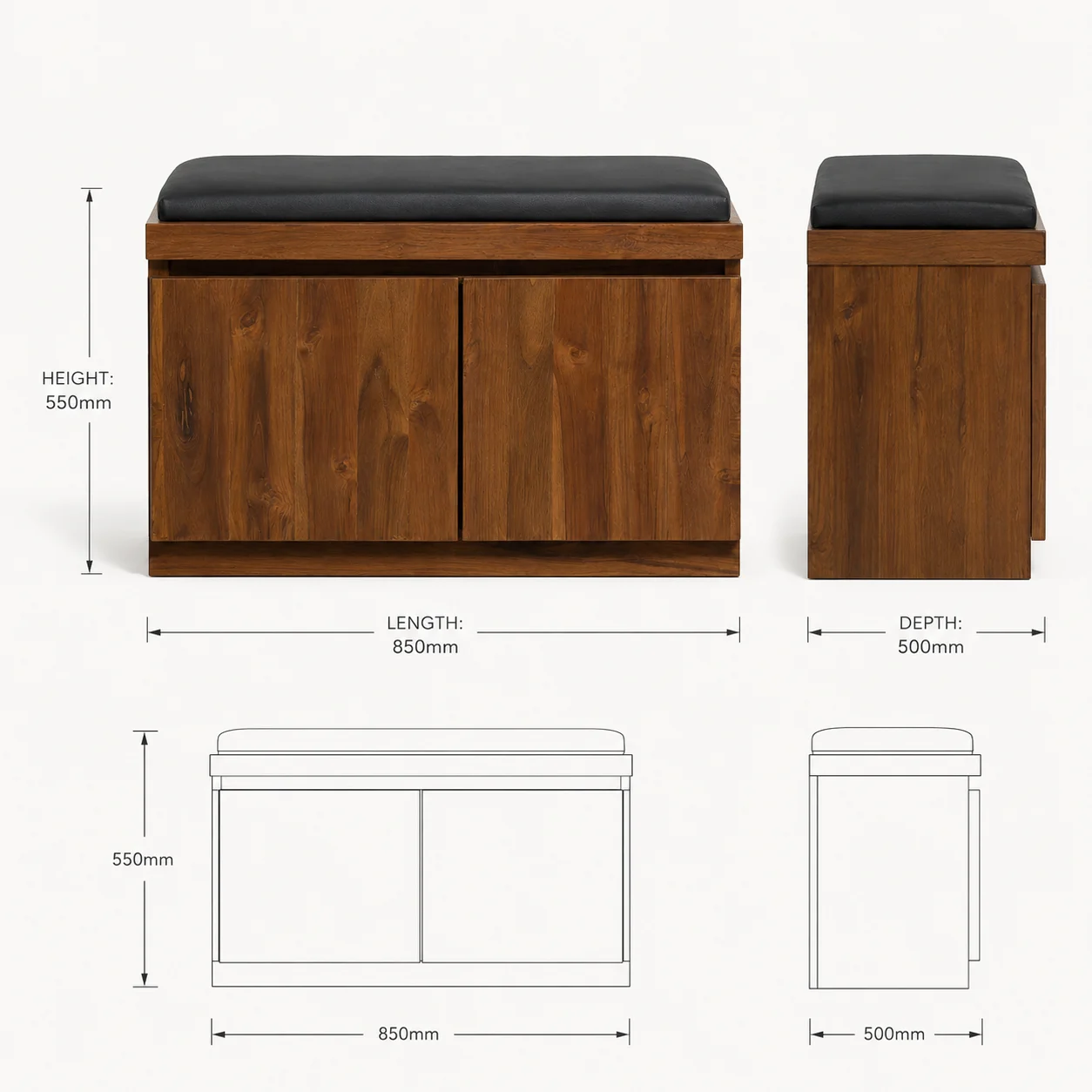 Zaioraa carmel dark walnut brown teak wood shoe rack