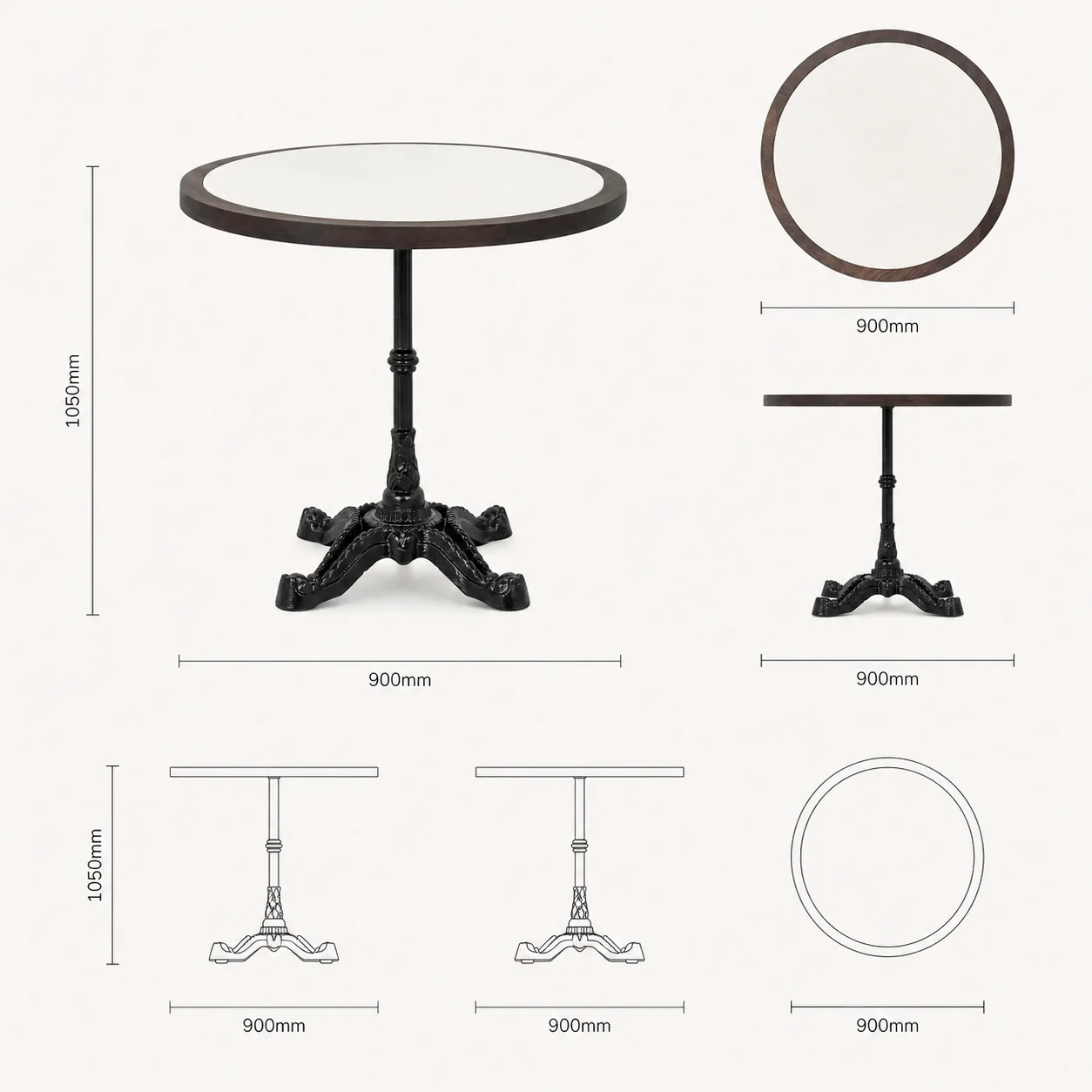 Zaioraa orion round black metal bar height table