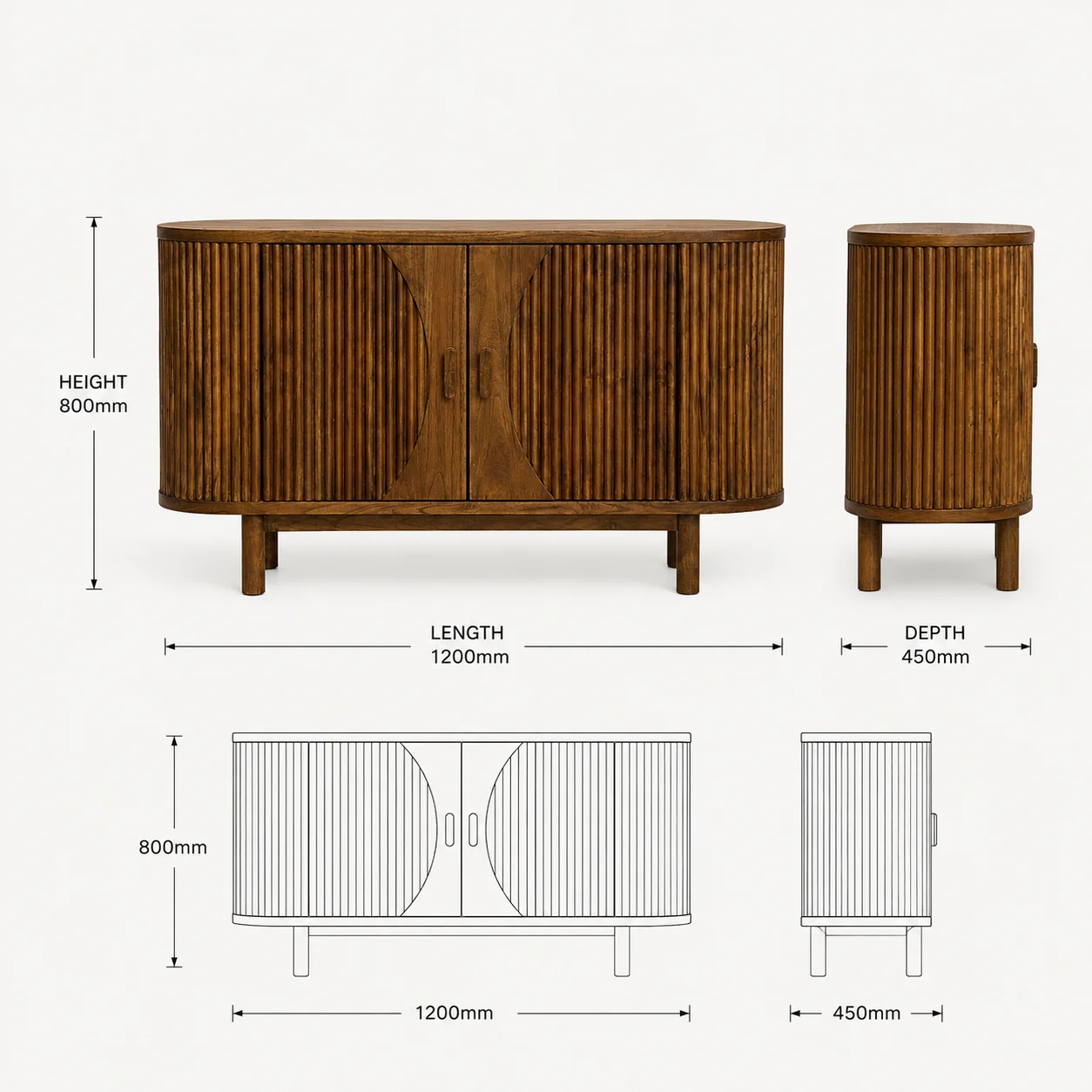 Zaioraa valincia walnut brown teak sideboard