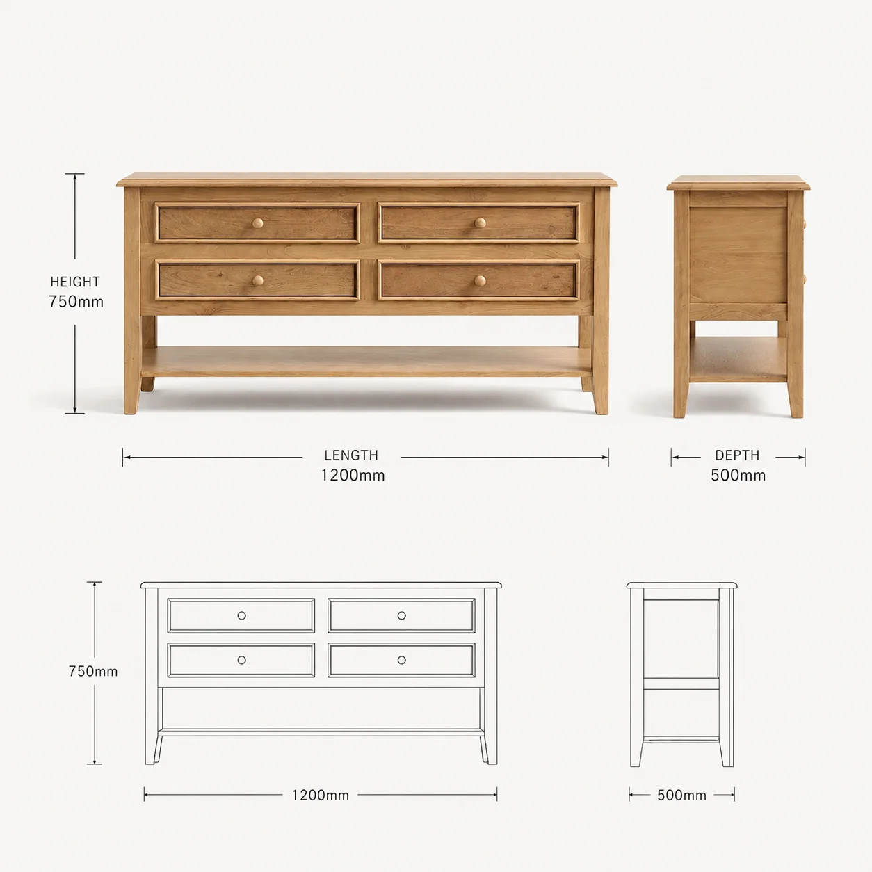 Zaioraa zebrano natural acasia wooden TV unit