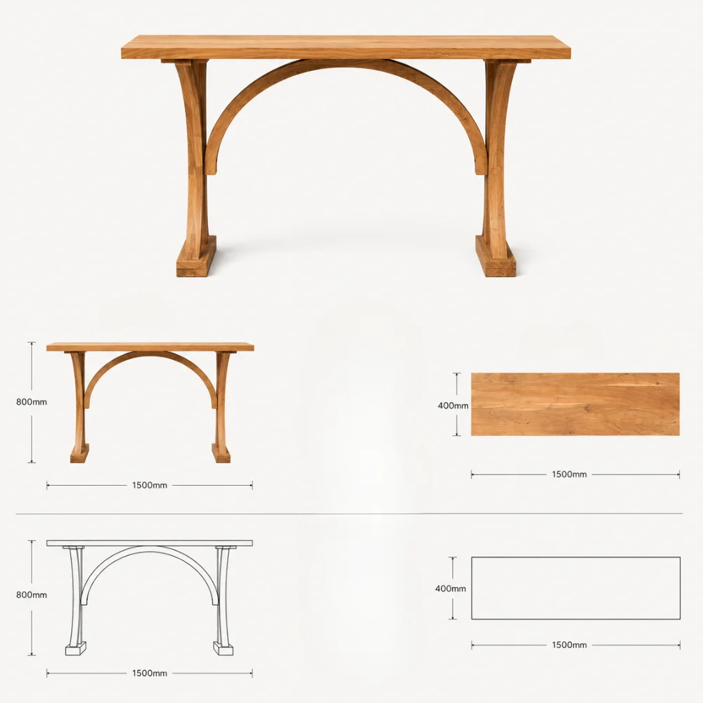 Zaioraa zebrano natural acacia wood console table