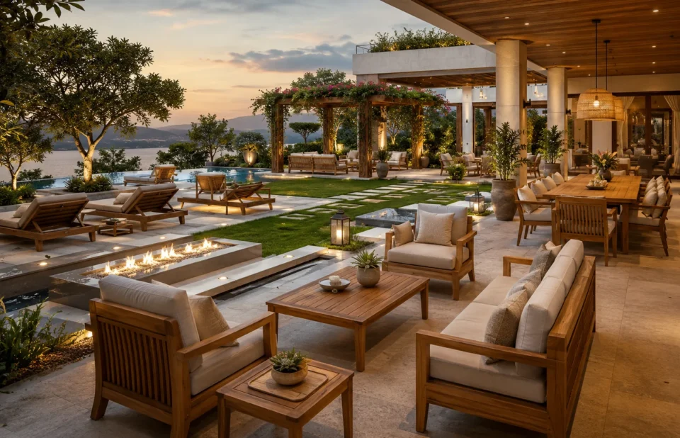 Luxury weather-resistant outdoor wooden furniture for gardens, patios and verandas featuring handcrafted premium seating by Zaioraa.